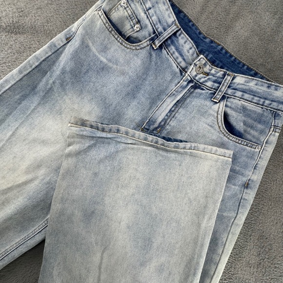 Denim - Unbranded Light Wash Wide Leg High Waisted Denim Jeans 28x30 Light Blue Relaxed